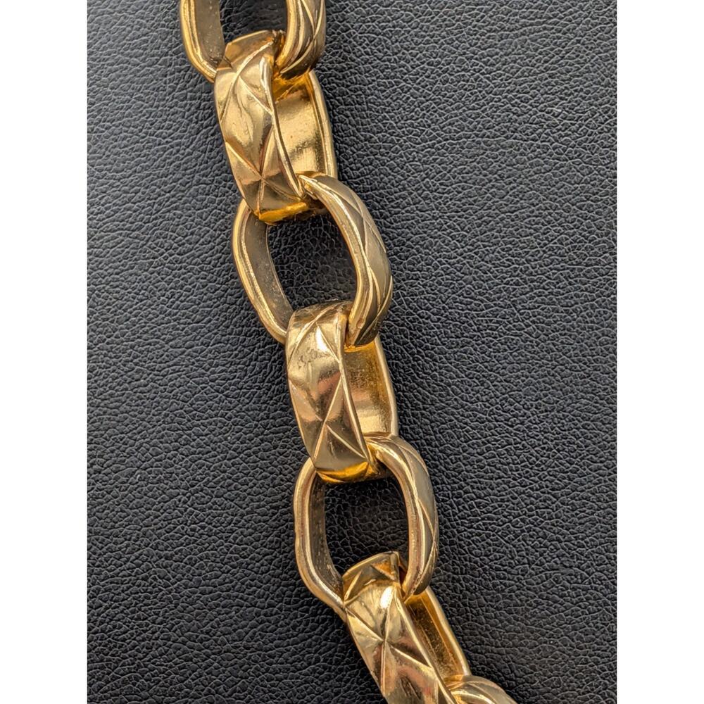 Vintage ERWIN PEARL Gold Tone Quilted Runway Bold Large Statement Necklace 28" - Picture 2 of 9